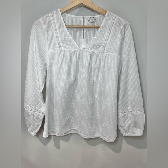 J. Crew Factory White Petite Lightweight Cotton Top - Picture 2 of 12